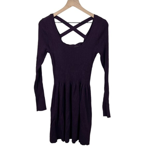 Victoria's Secret Women Purple Cashmere Blend Long Sleeve A-Line Dress‎ Medium